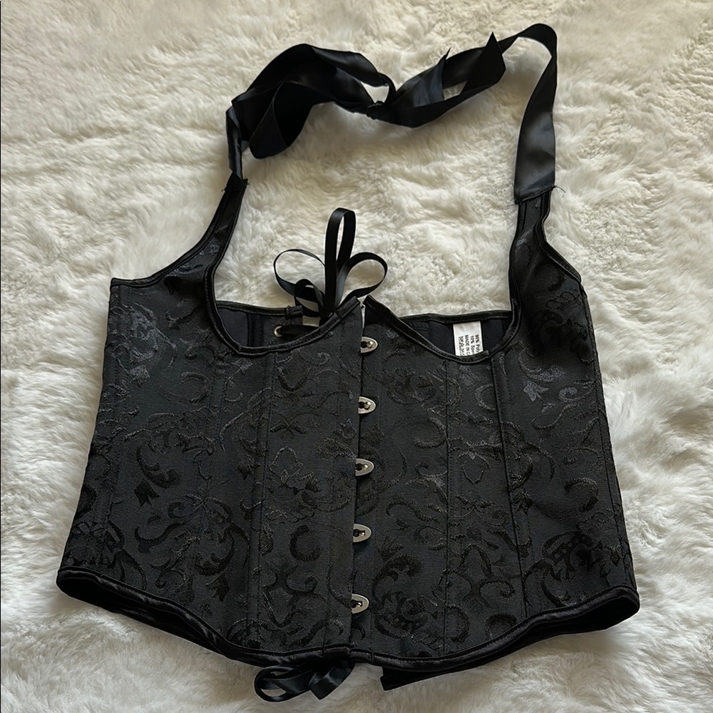 Black Satin Corset Top